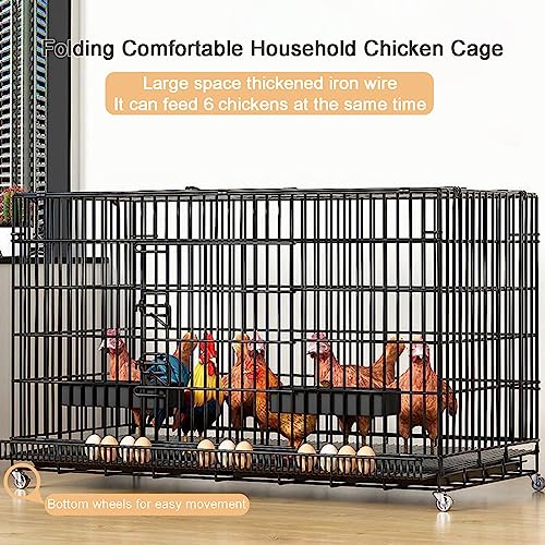 Metal Chicken Coop With 2 Doors And Wheels, Poultry Habitat Cage For Rabbits Cats Dogs