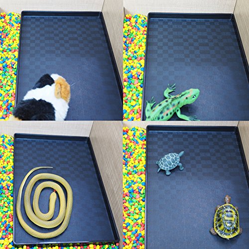  OMEM Reptile Food Bowl, Large Water Dish, Feeding Dish, Tortoise Bowl (M, Black Smooth)