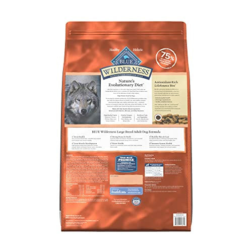  Blue Buffalo Wilderness High Protein Natural Large Breed Adult Dry Dog Food Plus Wholesome Grains, Chicken 24 Lb Bag