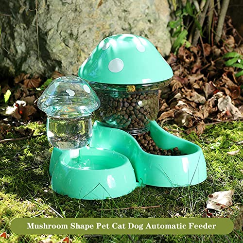  Mushroom Cat Feeder And Water Bowl Mushroom Shape Cat Feeder Mushroom Cat Food Feeder Pet Feeder And Water Food Dispenser Automatic For Small Large Pets Puppy Kitten Rabbit Bunny (Blue)