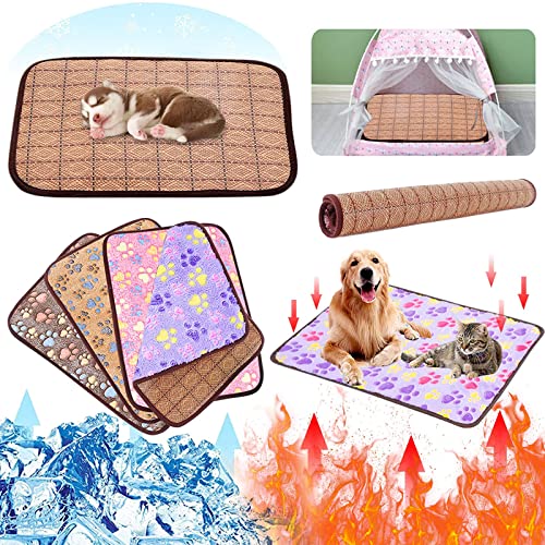  Hnjtkj Pet Dual-Use Mat Cushion Summer Cooling Comfortable And Cool Bamboo Fiber Mat Pet Supplies 40 * 30CM,Purple,40CM*30CM
