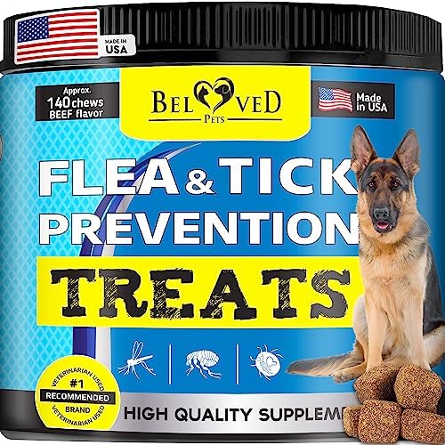  Beloved Pets Flea And Tick Prevention Chewable Pills For Dogs - Revolution Oral Flea Treatment For Pets - Pest Control & Natural Defense - Chewables Small Tablets Made In USA… (Bacon)