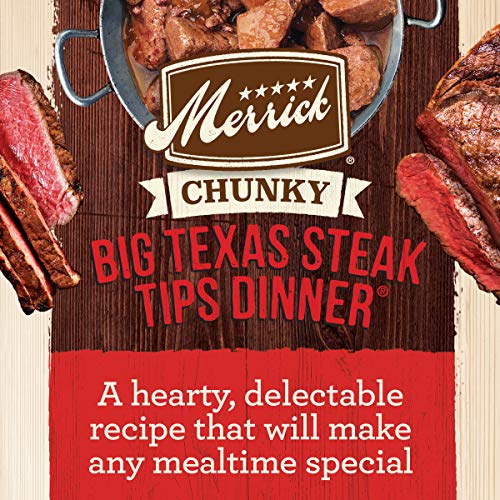  Merrick Chunky Grain Free Wet Dog Food, Big Texas Steak Tips Dinner Canned Dog Food - (12) 12.7 Oz. Cans