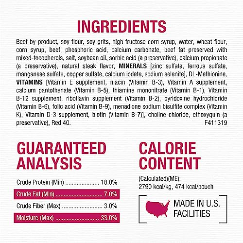  Purina Moist And Meaty Steak Flavor Soft Dog Food Pouches - 36 Ct. Pouch