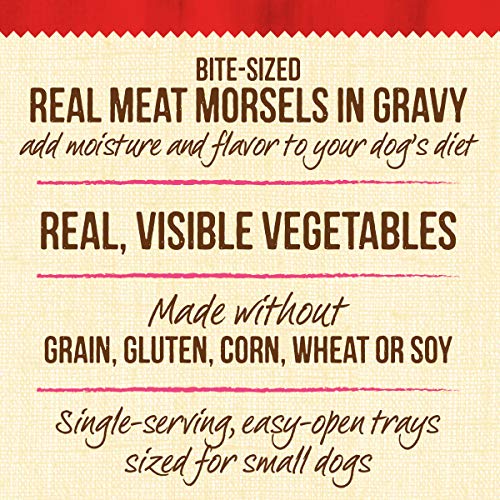  Merrick Lil' Plates Grain Free Small Dog Food, Teeny Texas Steak Tips Dinner Recipe, Wet Dog Food - (12) 3.5 Oz. Tubs