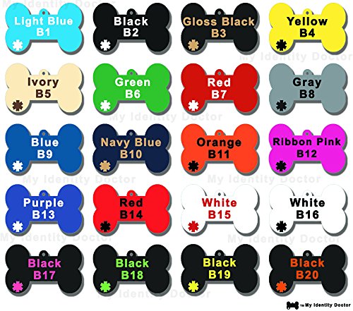  My Identity Doctor Diabetic Alert Dog ID Tag Custom Engraved Dog Bone Plastic - Purple - Extra Large