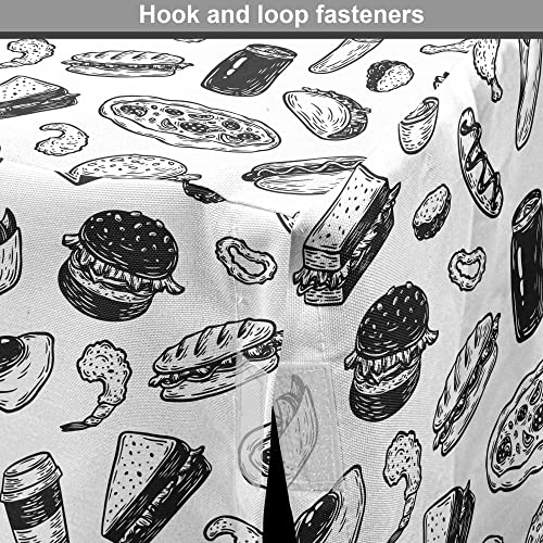  Lunarable Soda Dog Crate Cover, Fast Food Burger Pizza Hot Dog Junk Unhealthy Meal Menu Wings Restaurant, Easy To Use Pet Kennel Cover For Small Dogs Puppies Kittens, 42 Inch, Charcoal Grey And White