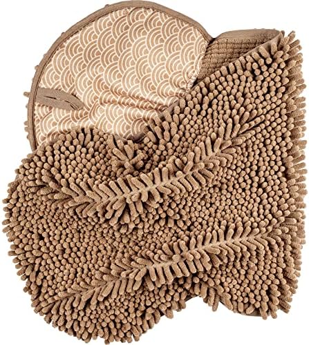  LeashBoss - Brown Bathroom Rugs, Extra Large Bathmat - Soft, Absorbent, Thick, Non-Slip Microfiber Bath Mat For Bathrooms, Showers, Tubs, And Doorways For Dogs Muddy Paws Machine Washable (34.5 X 24)