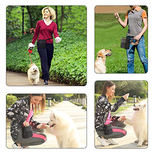  FILFEEL Pet Treat Bag Dog Obedience Training Waist Pouch Food Snack Small Items Hands-Free Storage Bags Carry-All Treat Bags For Pet Puppy Training Travel Doggie Walking(Black)