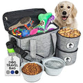  Top Dog Pet Gear Grey Dog Travel Bag For Supplies - Includes Travel Bag, Travel Dog Bowls, Food Storage - Airline Approved Dog Bags For Traveling - Dog Travel Accessories For Camping, Beach