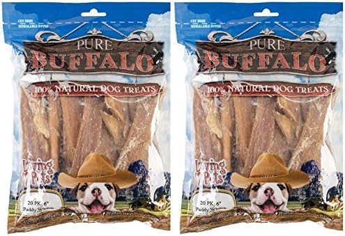  Loving Pets Pure Buffalo Paddy Whack Backstrap Tendon 4-6 Inch Dog Treat, 20-Pack [2-Pack]