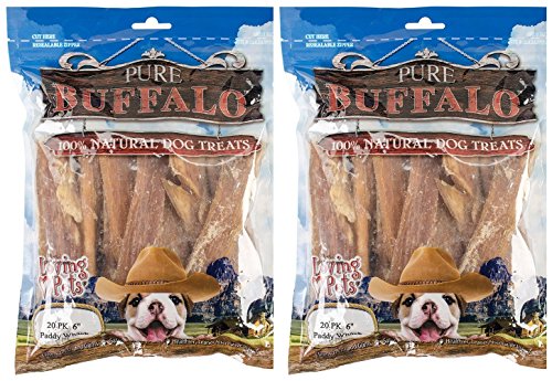  Loving Pets Pure Buffalo Paddy Whack Backstrap Tendon 4-6 Inch Dog Treat, 20-Pack [2-Pack]