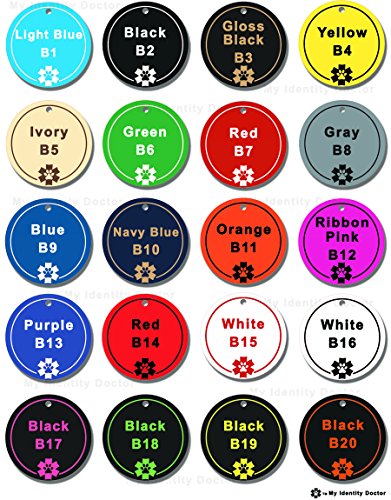  My Identity Doctor Diabetic Alert Dog Tag Custom Engraved Round Plastic - Blue - Large