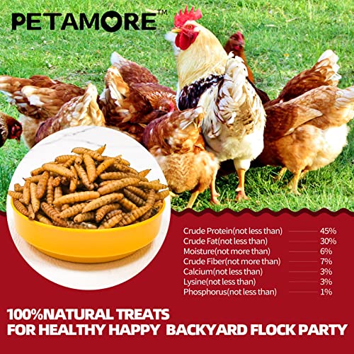  Petamore 10 Lbs Dried Grubs For Chicken -Alternative To Dried Mealworms-Dried Black Soldier Fly Larvae For Laying Hens Backyard Flock Party Poultry, Reptiles,Amphibian, Etc
