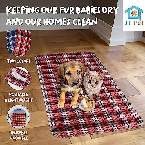  JT Pet Guinea Pig Cage Liner - Pack Of 4 Washable Pee Pads For Dogs, Smooth Fleece Guinea Pig Bedding For Cage & Crates, Reusable & Waterproof Puppy Pee Pads - 36x24 Inches, Plaid