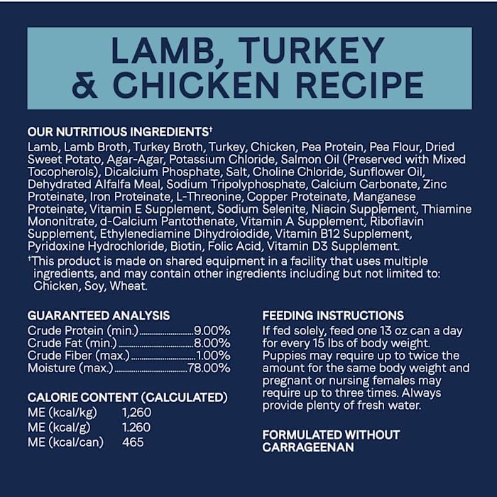  Canidae Pure Limited Ingredient Premium Wet Dog Food, Lamb, Turkey & Chicken Recipe, 13 Oz. (Case Of 12), Grain Free