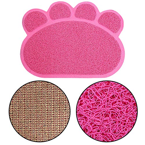  QCUTEP Pet Feeding Mat, Pet Litter Mat PVC Non-Slip Litter Tray Mat Waterproof Claw-Printed Pet Litter Pads For Cats Dogs And Puppies 40 X 30cm