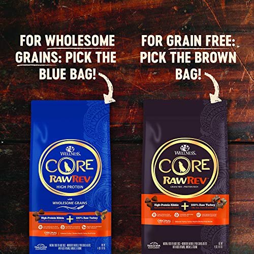  Wellness CORE RawRev Grain-Free Dry Dog Food, Natural Ingredients, Made In USA With Real Freeze-Dried Meat (Adult, Healthy Weight, 4 Lbs)