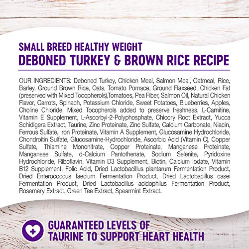  Wellness Complete Health Small Breed Dry Dog Food With Grains, Natural Ingredients, Made In USA With Real Turkey, For Dogs Up To 25 Lbs (Adult, Healthy Weight Turkey & Rice, 4-Pound Bag)