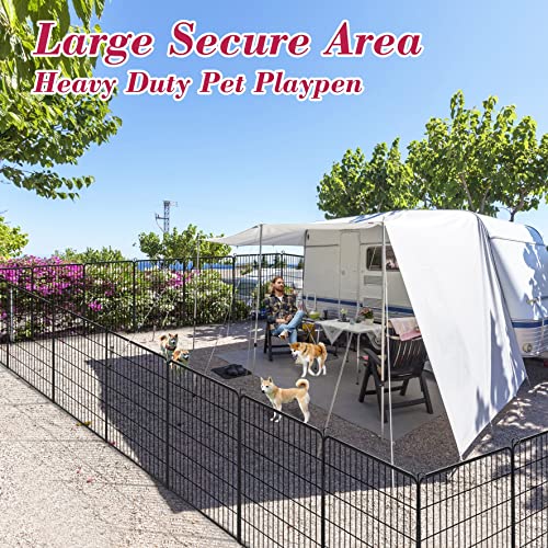  Jhsomdr 40" Outdoor Dog Fence Portable Dog Playpen For Small Medium Large Dogs, Dog Kennel Outdoor 28 Panels Pet Playpen Heavy Duty Dog Play Pens For Puppys Dog Fence For RV Camping