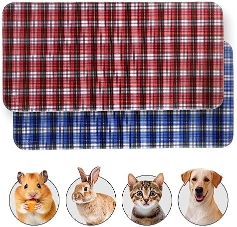 JT Pet Guinea Pig Cage Liner - Pack Of 4 Washable Pee Pads For Dogs, Smooth Fleece Guinea Pig Bedding For Cage & Crates, Reusable & Waterproof Puppy Pee Pads - 36x24 Inches, Plaid