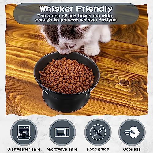  Jinei 4 Pcs Raised Cat Bowl Ceramic Tilted Elevated Food Bowls 6.76 Oz Cat Feed Bowls Anti Vomiting Whisker Friendly Shallow Dishes Non Slip Food Water Bowl Indoor Set Cats Puppy