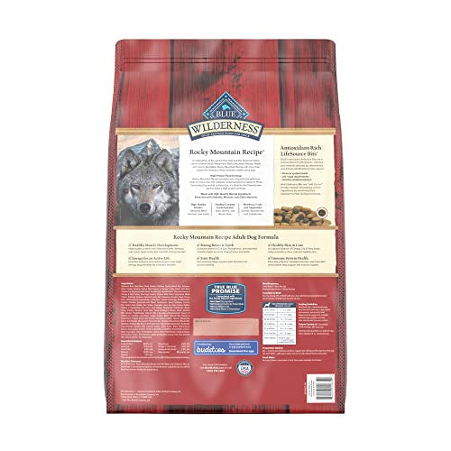  Blue Buffalo Wilderness Rocky Mountain Recipe High Protein Natural Adult Dry Dog Food, Red Meat With Grain 13 Lb Bag