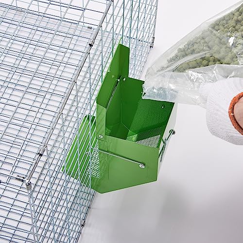  CounttyLivin Metal Small Animal Feeder With Lid, Heavy Duty Rabbit Feeder, Large Capacity Rabbit Food Dispenser, Great For Rabbit, Guinea Pigs, Chinchillas And Other Small Animals. (4.6 Inch, Green)