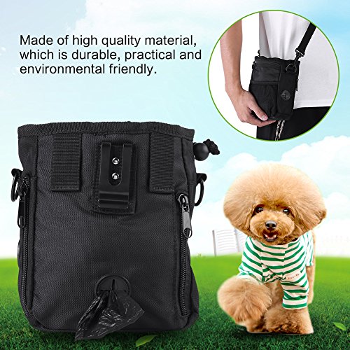  FILFEEL Pet Treat Bag Dog Obedience Training Waist Pouch Food Snack Small Items Hands-Free Storage Bags Carry-All Treat Bags For Pet Puppy Training Travel Doggie Walking(Black)