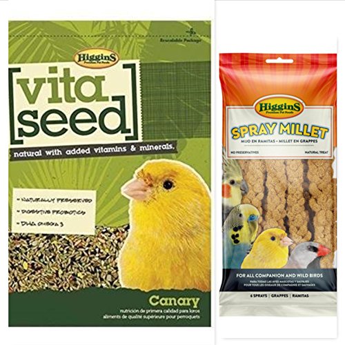  Higgins Vita Seed Canary Bird Food Bundle, Includes 1-5 Lb. Bag Vita Seed Canary Bird Food & 1-6 Ct Millet Spray, Fast, By Just Jak's Pet Market