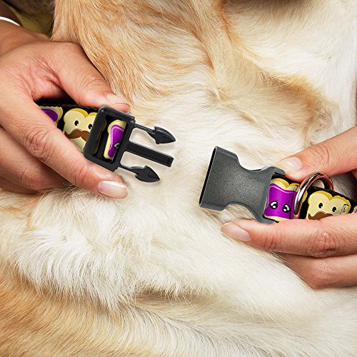  Buckle-Down Plastic Clip Collar - Peanut Butter W/Mustache & Jelly - 1/2" Wide - Fits 9-15" Neck - Large