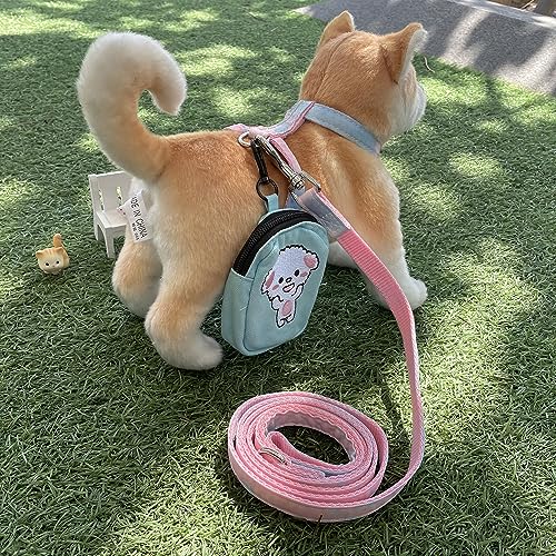  Newtensina Dog Harness Cat Harness With Little Bag For Small Dogs Cats - Pink Blue - M