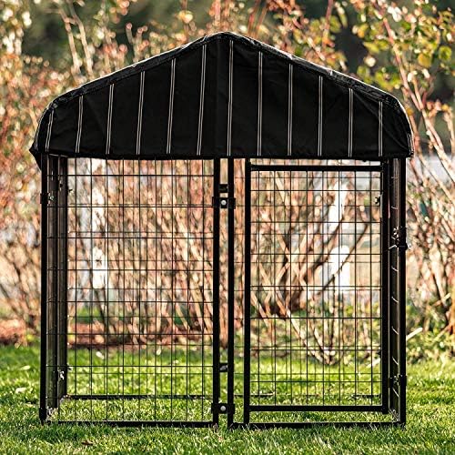  Lucky Dog 60544 Uptown Spacious 4' X 4' X 6' Heavy Duty Welded Wire Outdoor Dog Kennel With Water Resistant Cover, Black