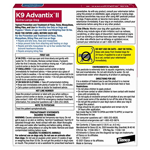  K9 Advantix II XL Dog Vet-Recommended Flea, Tick & Mosquito Treatment & Prevention | Dogs Over 55 Lbs. | 2-Mo Supply