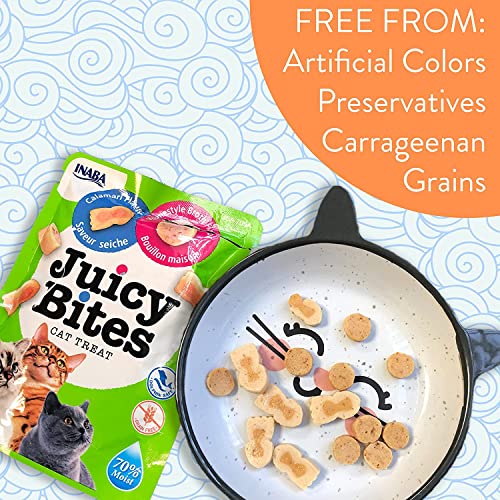  INABA Juicy Bites Grain-Free, Soft, Moist, Chewy Cat Treats With Vitamin E And Green Tea Extract, 0.4 Ounces Per Pouch, 15 Pouches (3 Per Pouch), 5 Flavor Variety Pack