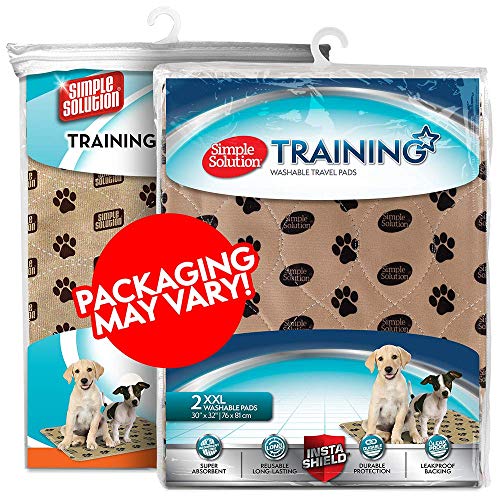  Simple Solution Large Washable Puppy Pad | Reusable Dog Pee Pad | Absorbent And Odor Controlling | 30x32 Inches, 2 Count, Black & Beige