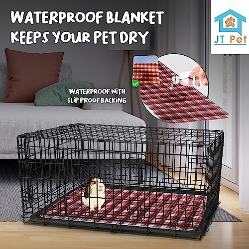  JT Pet Guinea Pig Cage Liner - Pack Of 4 Washable Pee Pads For Dogs, Smooth Fleece Guinea Pig Bedding For Cage & Crates, Reusable & Waterproof Puppy Pee Pads - 36x24 Inches, Plaid