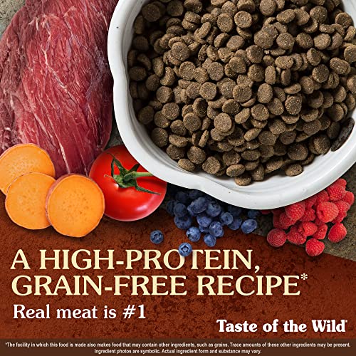  Taste Of The Wild High Prairie Canine Grain-Free Recipe With Roasted Bison And Venison Adult Dry Dog Food, Made With High Protein From Real Meat And Guaranteed Nutrients And Probiotics 28lb