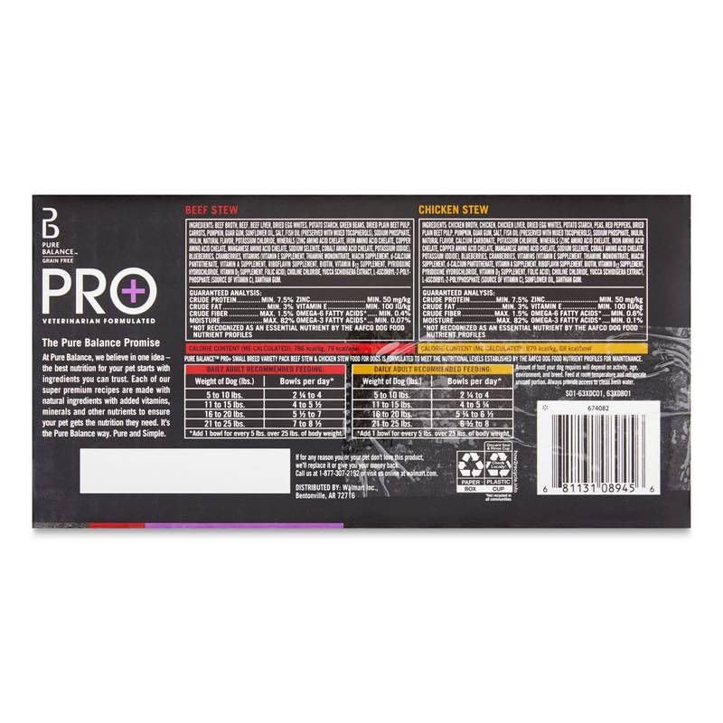 GENERIC Pure Balance Pro Beef Stew & Chicken Stew For Small Breeds Wet Dog Food 3.5 Oz