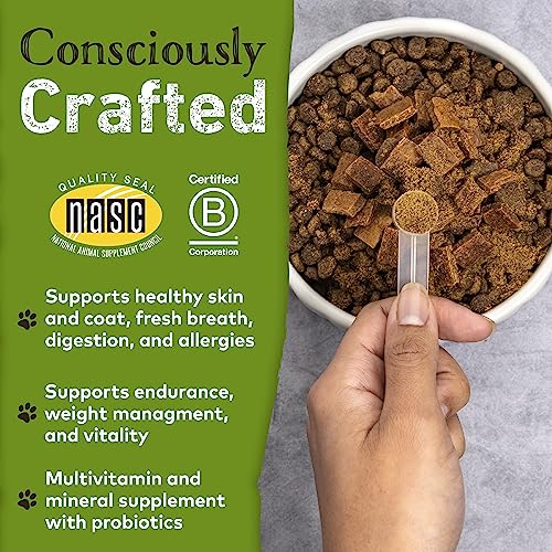  Earth Animal Daily Raw Cat Food & Raw Dog Food Topper - Complete Cat & Dog Vitamins Supplement, 1 Pound