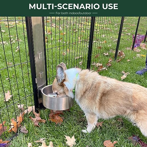  FXW Anti-tip Feeding Station With 32oz Dog Bowl, Use With Dog Playpen, Fits 24'' Height Of Fence│Patent Pending