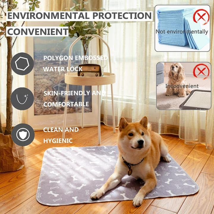  SLPEFA 2 Pack Washable Pee Pads For Dogs Pet Pee Pads 4 Layer Waterproof TPU Cute Reuseable Water Absorption Pet Dog Training Urine Pad Diapers Washable Pee Mat 32 X 36in