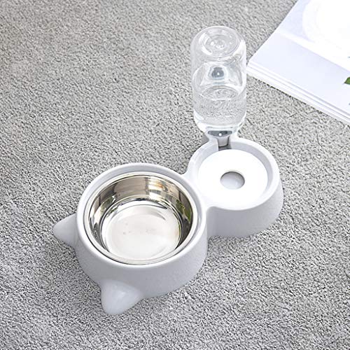  Fanct Pet Dog Cat Bowl With Water Dispenser, Anti-Skid Automatic Feeder Double Bowl Non Wet Mouth Pet Food Dish