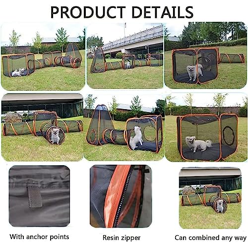  NOLLAM 6-in-1 Outdoor Large Cat Tent, Pop Up Cat Playpen With Cat Tunnel, Cat Houses & Condos, Portable Cat Playpen Outdoor Enclosures For Cat, Kitty, Dog, Puppy, Rabbit