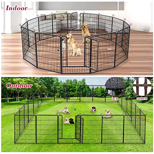  Jhsomdr 40" Outdoor Dog Fence Portable Dog Playpen For Small Medium Large Dogs, Dog Kennel Outdoor 28 Panels Pet Playpen Heavy Duty Dog Play Pens For Puppys Dog Fence For RV Camping