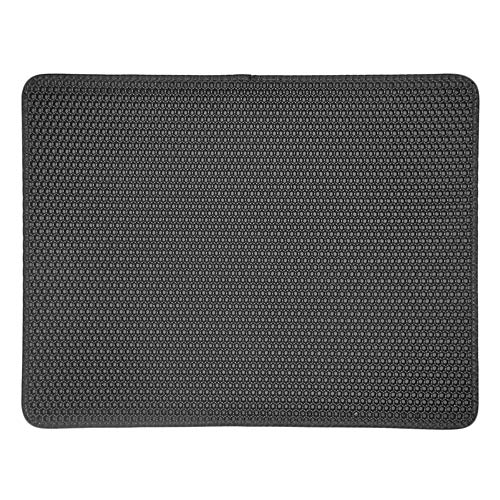  Zhengtufuzhuang Double Dog Litter Mat EVA Dog And Cat Pet Mat Ribbon + Velcro Edge Portable (Color : Black)