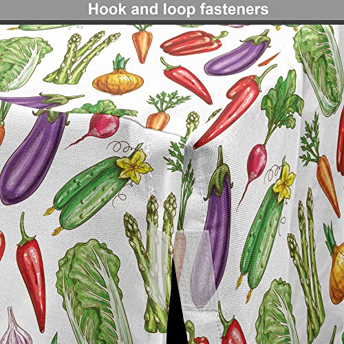  Ambesonne Vegetable Art Dog Crate Cover, Detailed Eggplant Cucumber With Onion And Garlic Food Ingredients Cartoon, Easy To Use Pet Kennel Cover For Medium Large Dogs, 36 Inch, Multicolor