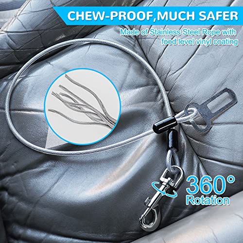  Dog Car Harness Seat Belt Restraint, No Chew Heavy Duty Pets Seatbelt For Car/SUV/Truck, Coated Steel Rope To Prevent Chewing