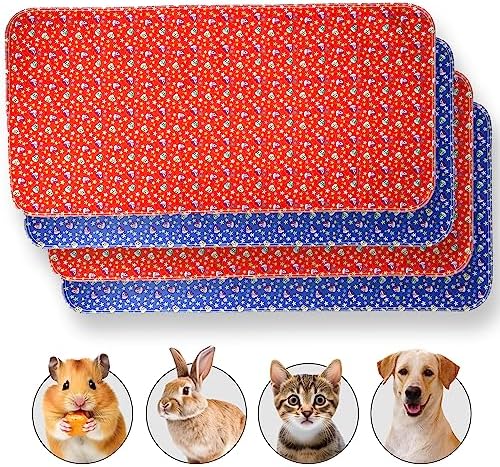  JT Pet Guinea Pig Cage Liner - Pack Of 4 Washable Pee Pads For Dogs, Smooth Fleece Guinea Pig Bedding For Cage & Crates, Reusable & Waterproof Puppy Pee Pads - 36x24 Inches, Brown Grey