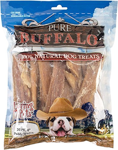  Loving Pets Pure Buffalo Paddy Whack Backstrap Tendon 4-6 Inch Dog Treat, 20-Pack [2-Pack]
